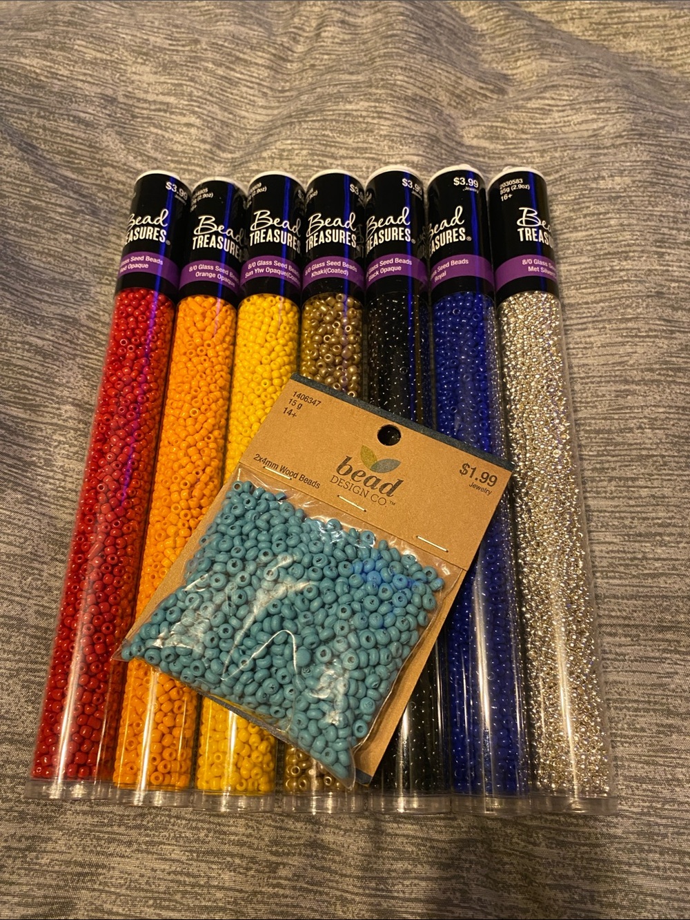 Jewelry Makers Seed Beads - Assorted Colors Large 7 Tubes & 1 Pack Wood Beads
